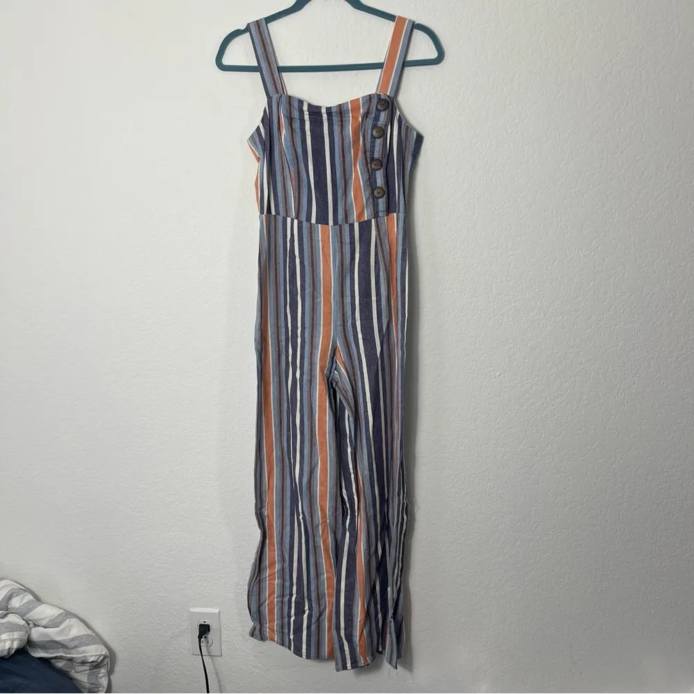 Macy’s Fishbowl Junior’s Button Trim Striped Jumpsuit - Image 3