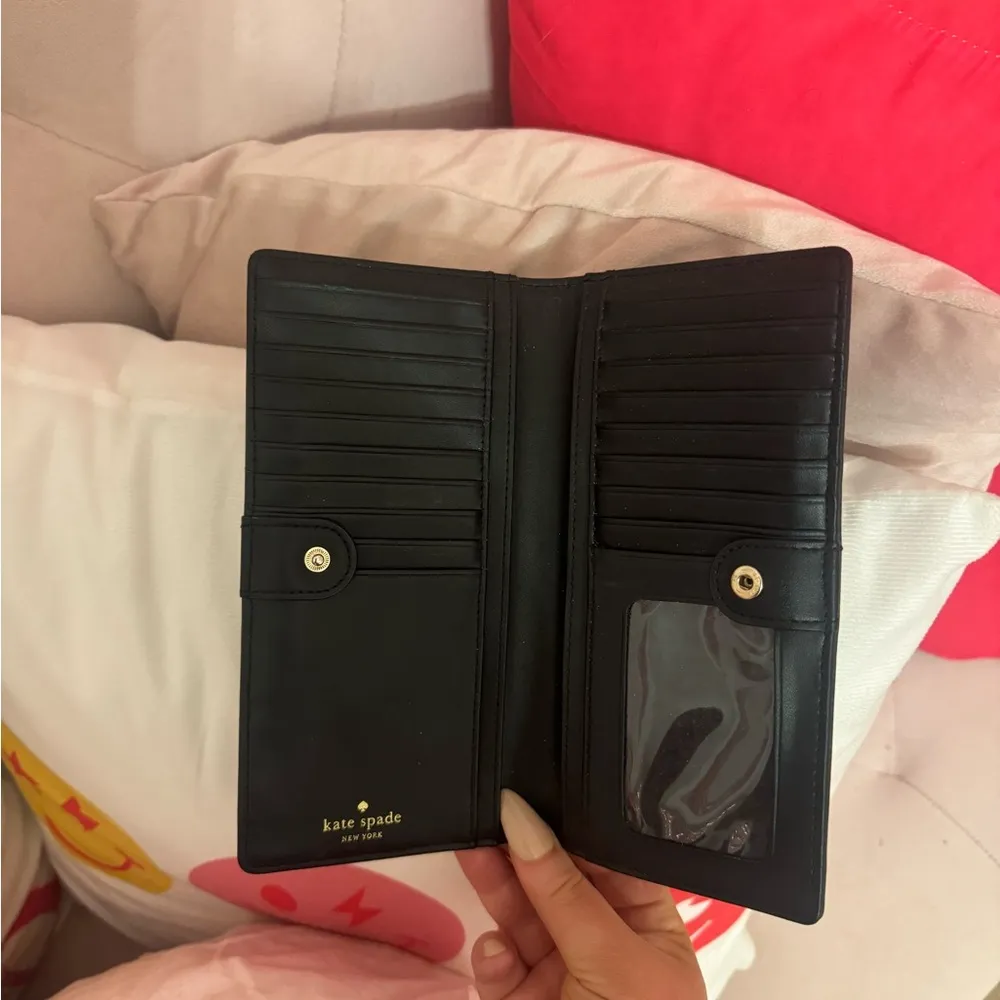 Kate Spade Stacy Black Leather Bifold Snap Wallet, Medium, 7.5x4 Inch. - Image 3