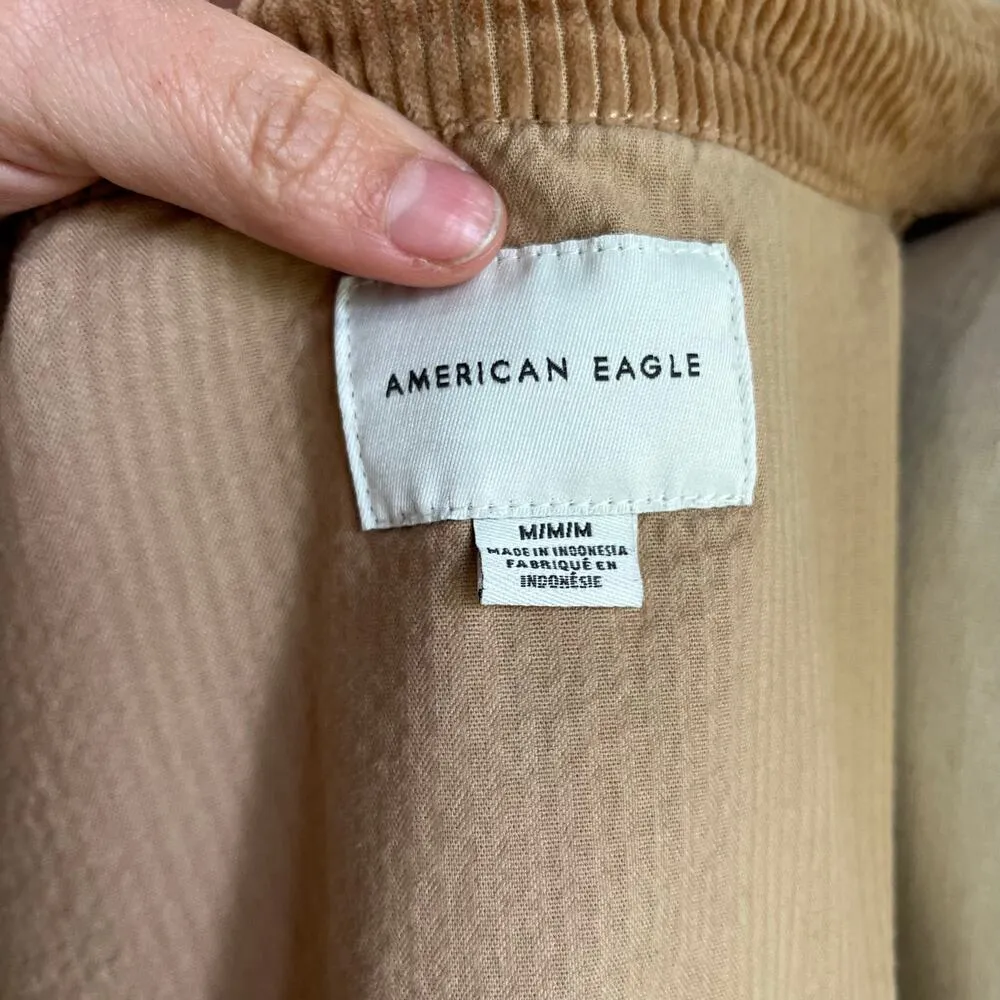 American Eagle Corduroy Tan Brown Lightweight Cropped Jacket Size M - Image 4
