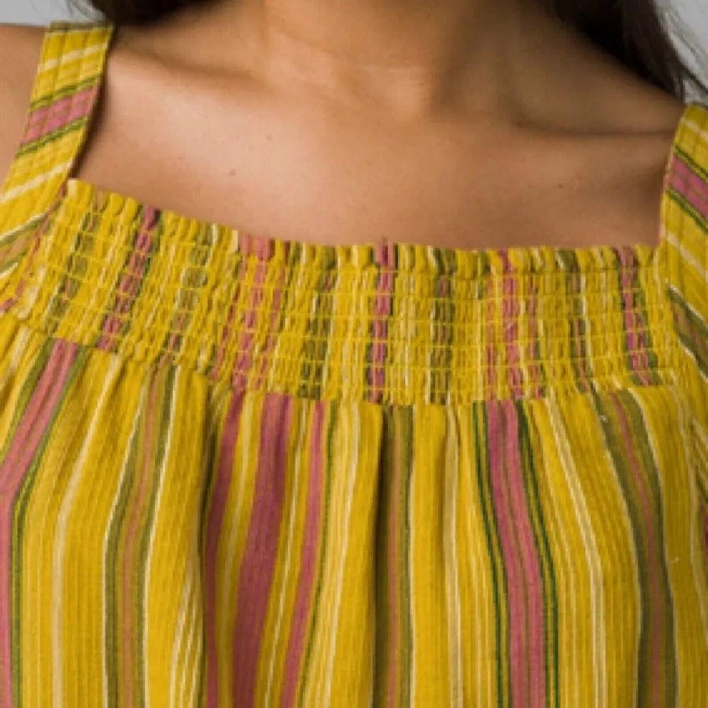 $49 Prana Women's Size XS Little Palm Cami Leapfrog Stripe Gold Cotton Top NWT - Image 7
