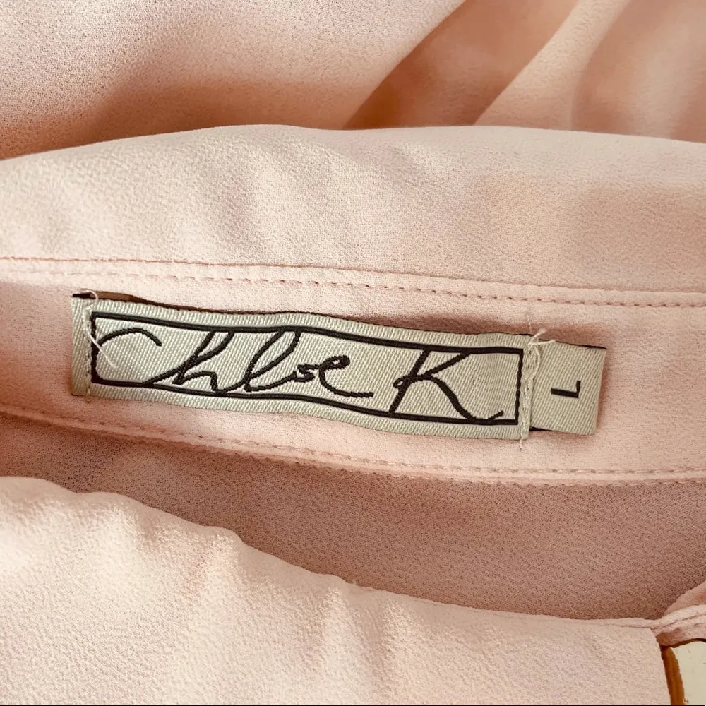 Chloe K Sheer Blouse, Light Peach, Large - Image 9