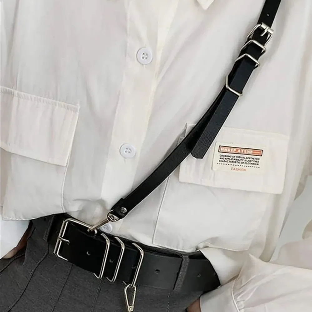 Black Suspender Cross Strap Harness Belt New - Image 5