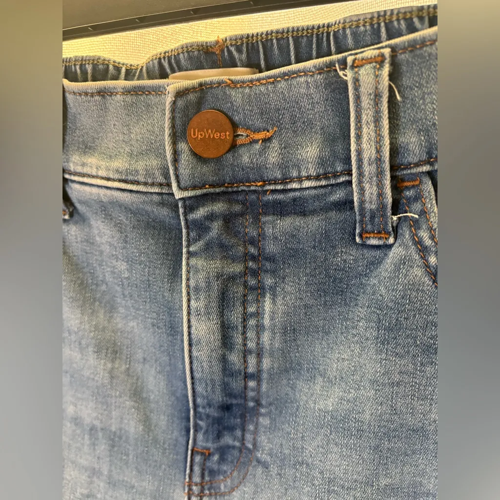 Upwest Jeans Vintage Utility Denim Pant Elastic Shirt Waist size Large EUC 522 Blue - Image 2