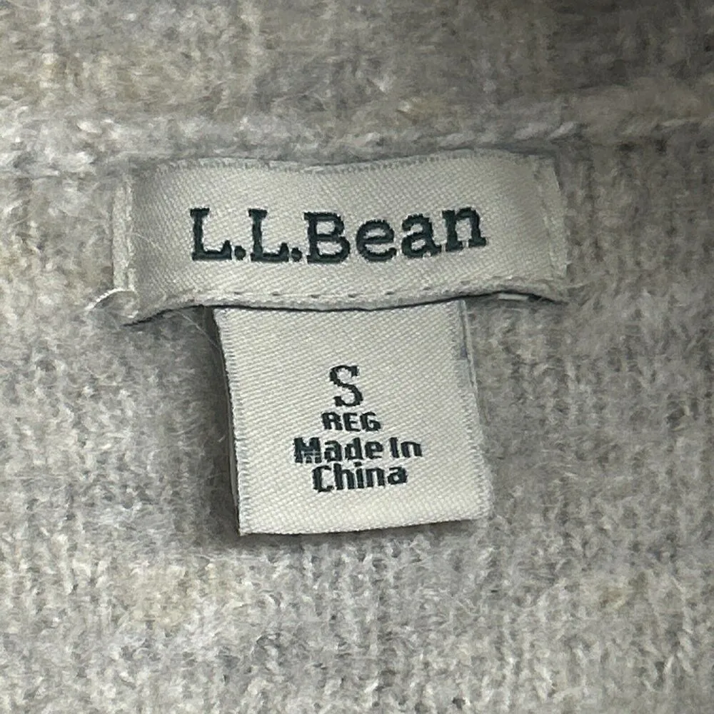LL Bean Sweater Women's Small Merino Wool Blend Mohair Beige Turtleneck - Image 3