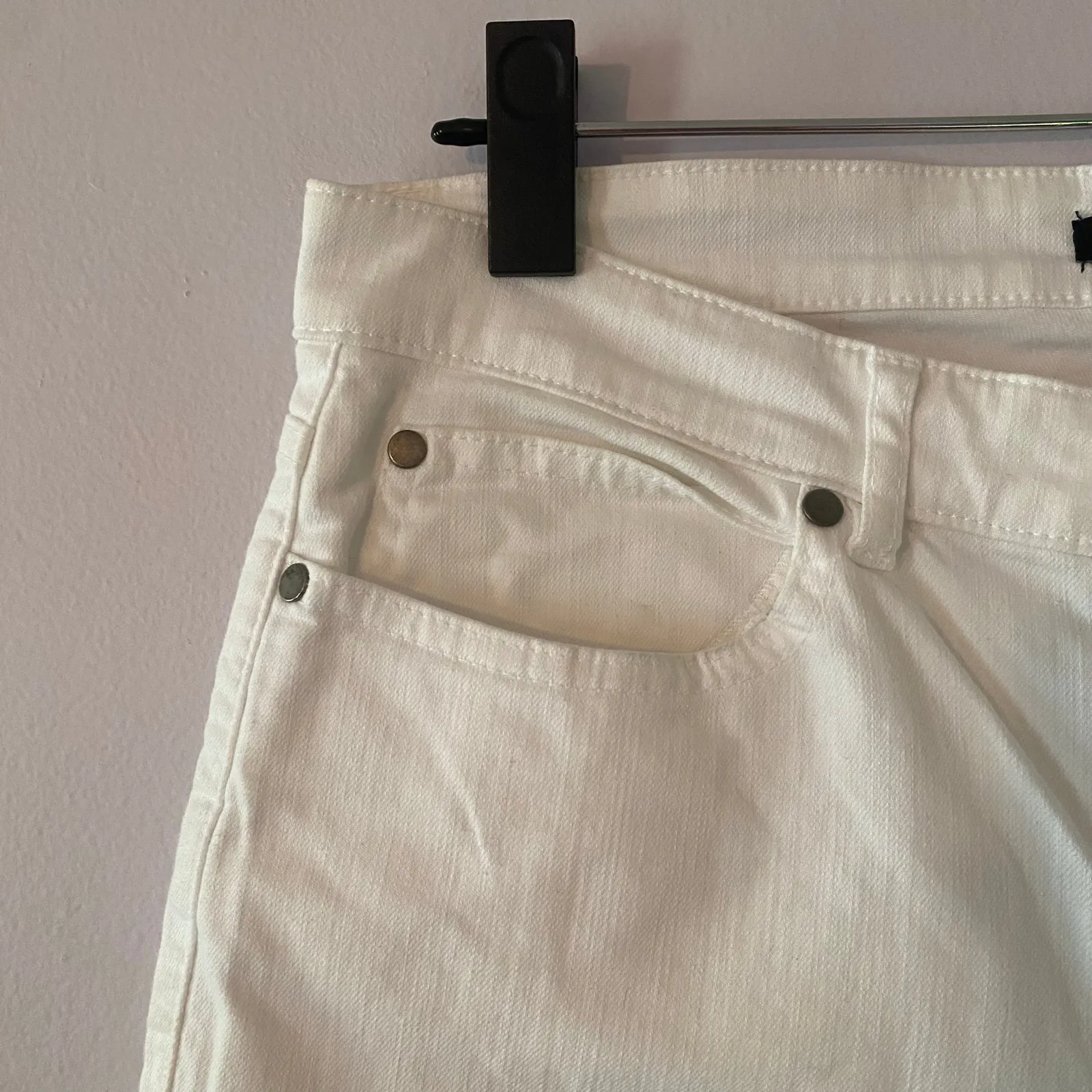 Eileen Fisher White Mid Rise Jeans Pants Straight Slim Fit Cotton Women size 4 - Image 3