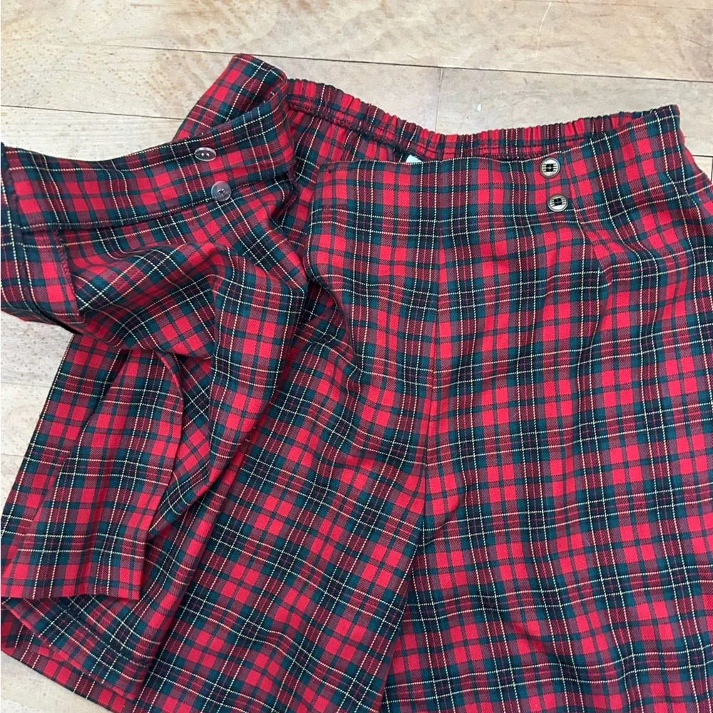 Susan Burrowes Red Green Tartan Buffalo Plaid Skort Skirt Vintage Vtg Size 12 - Image 7