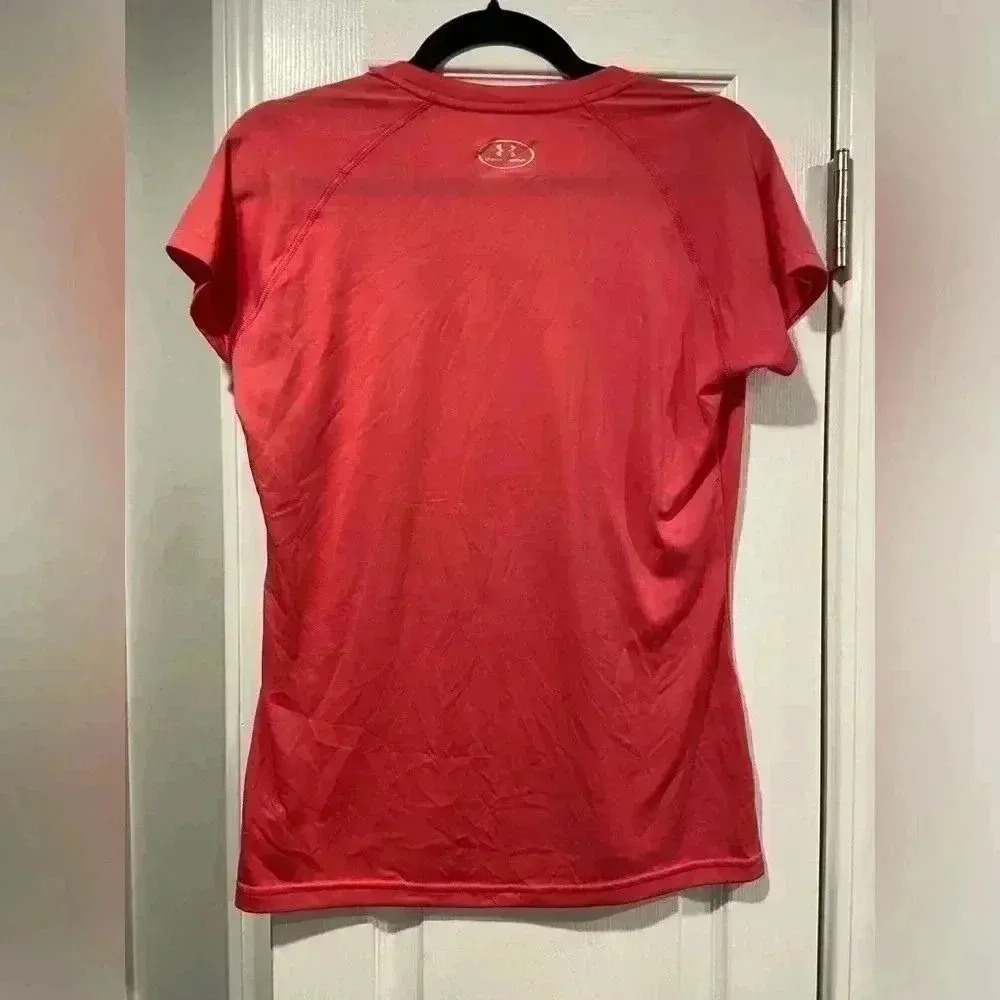 Under Armour Womens Pink Short Sleeve Semi Fitted Tech V-Neck T-Shirt S - Image 4