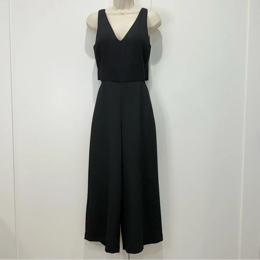 Aritzia Wilfred Ecoulement Jumpsuit Black Tie Cropped Wide Leg Size 0 Classic - Image 6