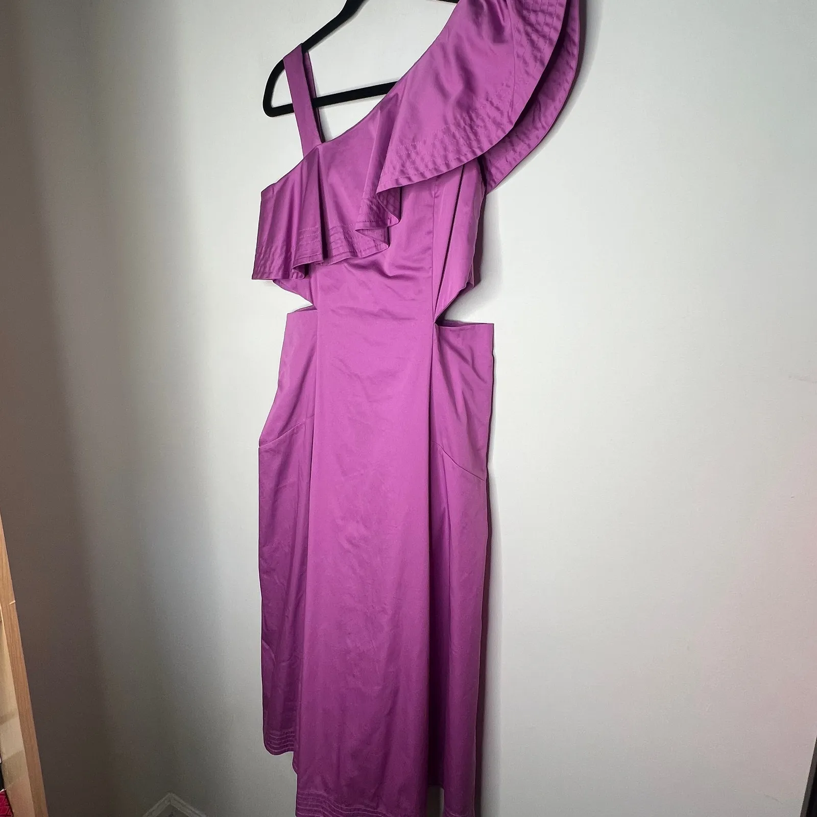 Veronica Beard Orchid Purple Beilla Asymmetric Midi Dress Size 8 - Image 3