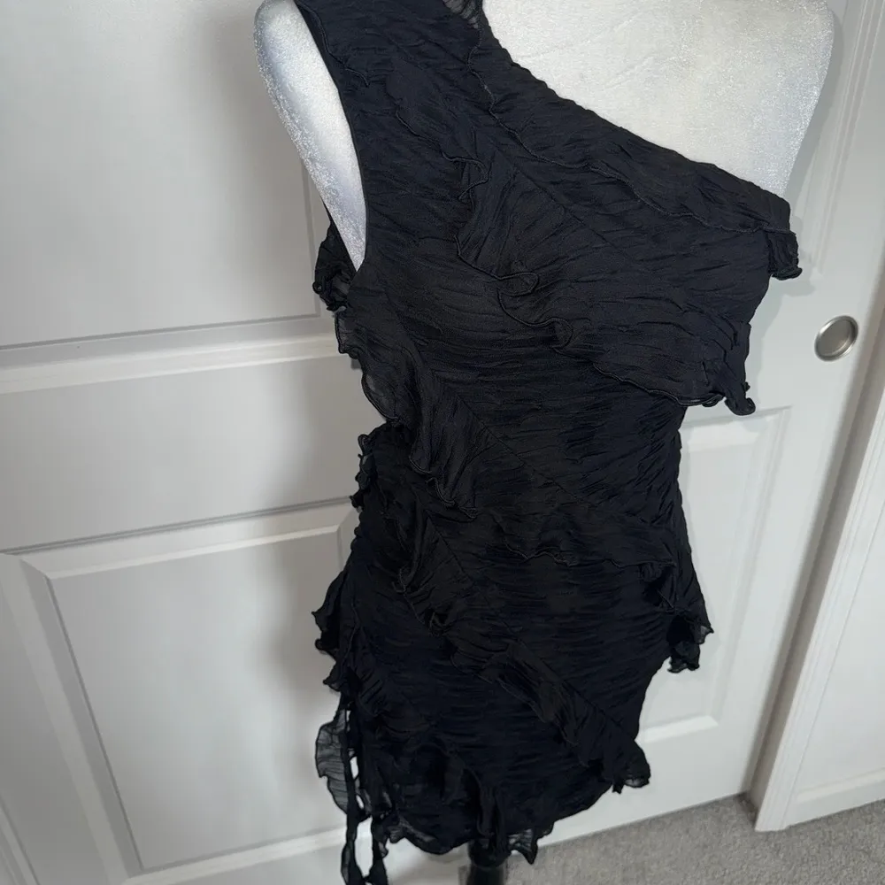 Zara Black One-Shoulder Bodycon Dress - Image 3