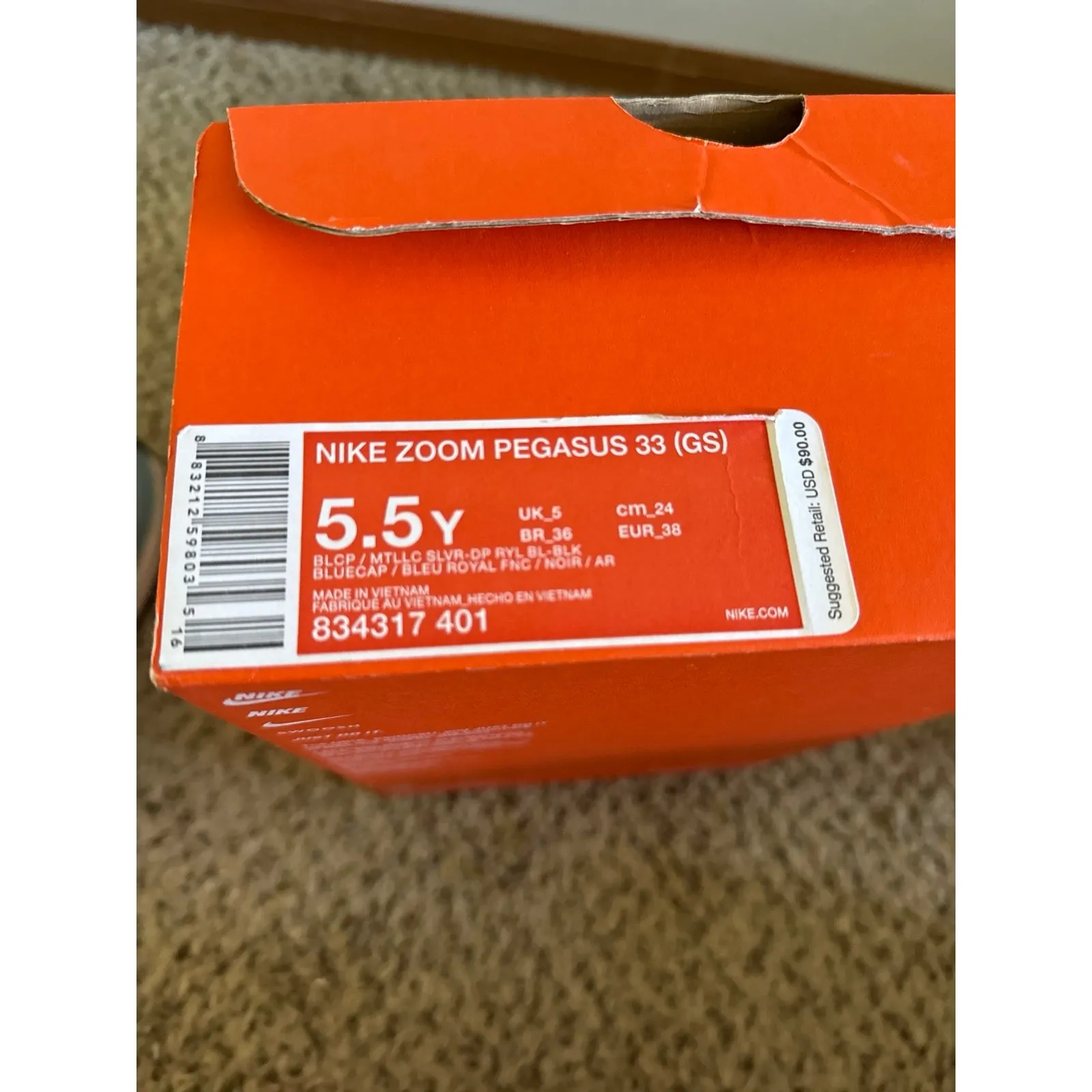 Nike Women's Zoom Pegasus 33 Bluecap Blue Royal Athletic Shoes‎ Size 5.5 - Image 7