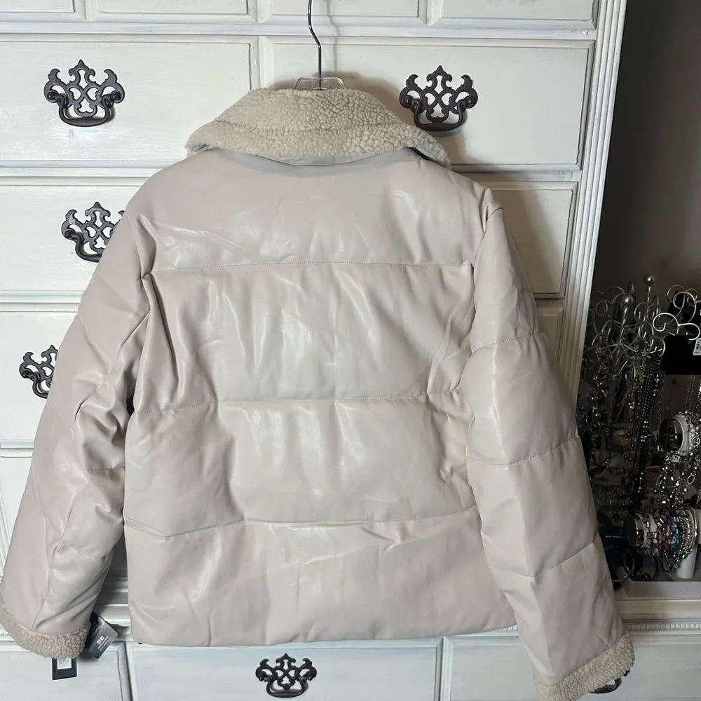 Faux‎ Leather & Faux Shearling Jacket - Image 6