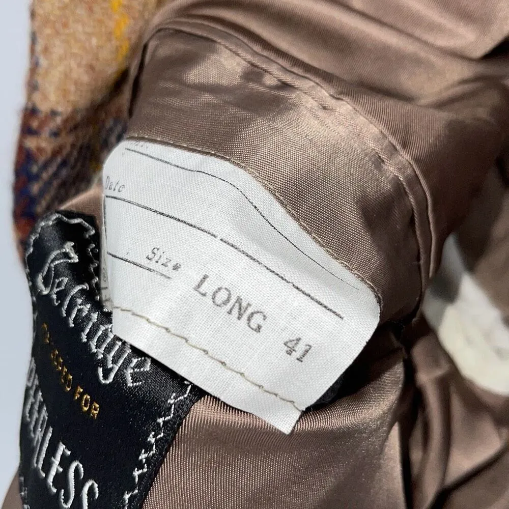 Vintage Belridge Peerless Pure Virgin Wool Blazer Sport Coat Jacket Plaid 41 Lon Tan Size undefined - Image 11