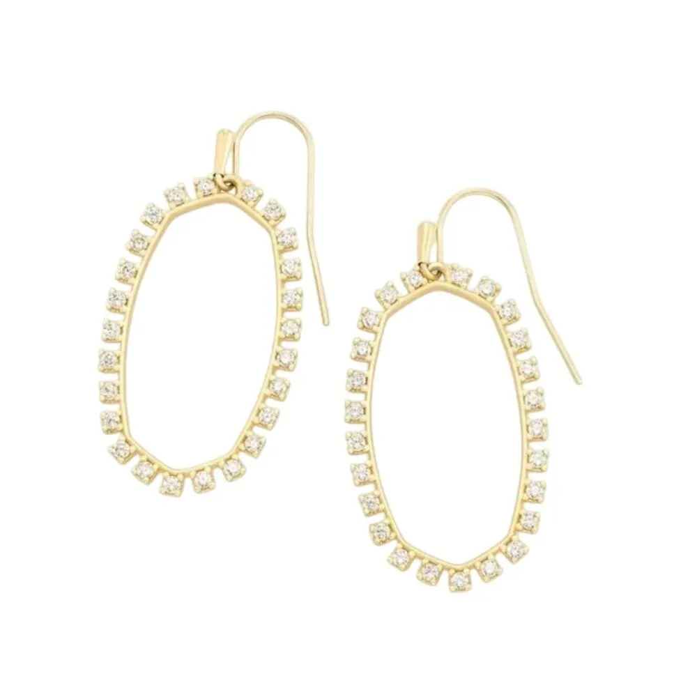 NWT! Kendra Scott Elle Open Frame Crystal Drop Earrings In Gold - Image 2