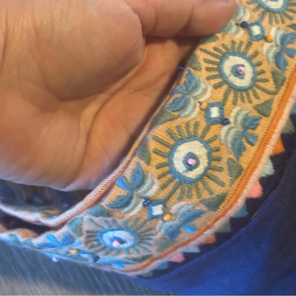 Farm Rio x Anthropologie Embroidered-Band Straight Leg Med Blue High Rise - Image 7