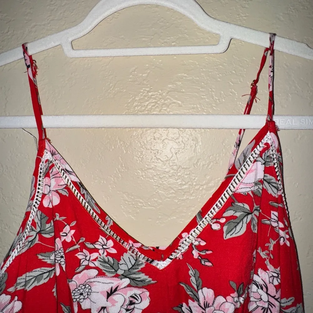 Lulus Esperanza Red Floral Print Midi Dress - Image 3