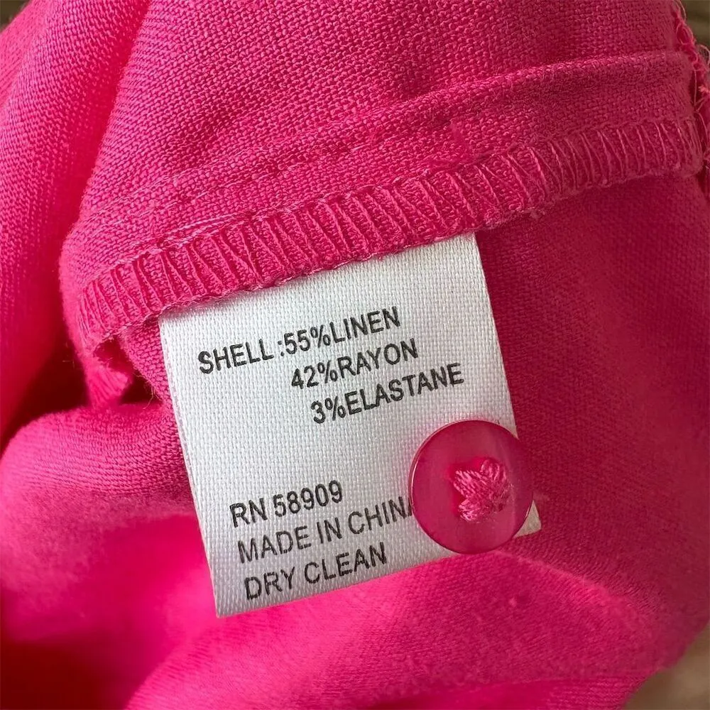 Cremieux Women's Pink Linen Blend One-Shoulder Shift Dress Size S Short Casual - Image 4