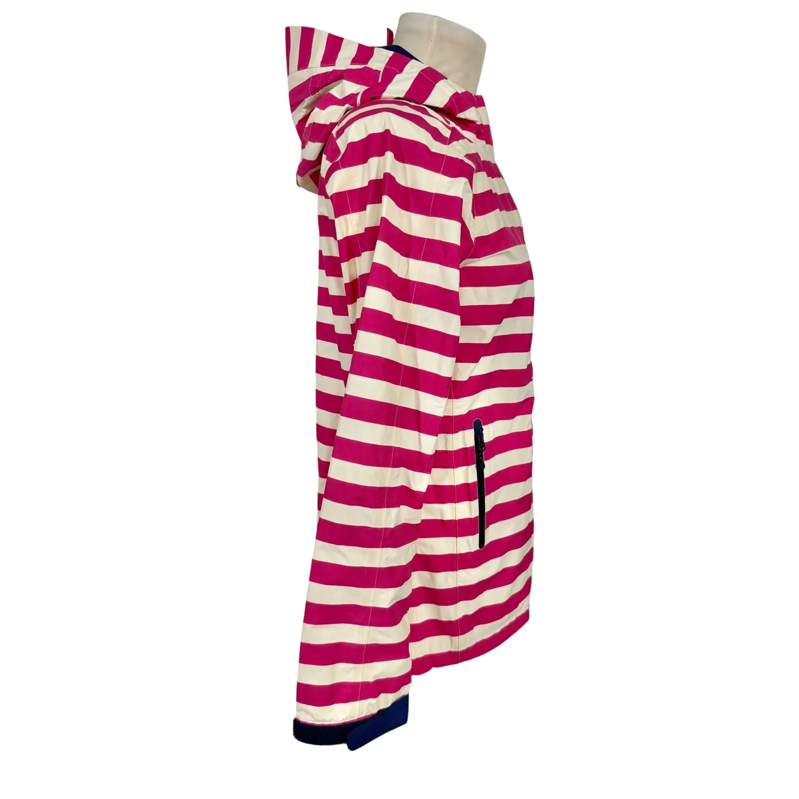 Vineyard Vines Pink White Stripe Hooded Lightweight Rain Jacket Women's XS - Image 3