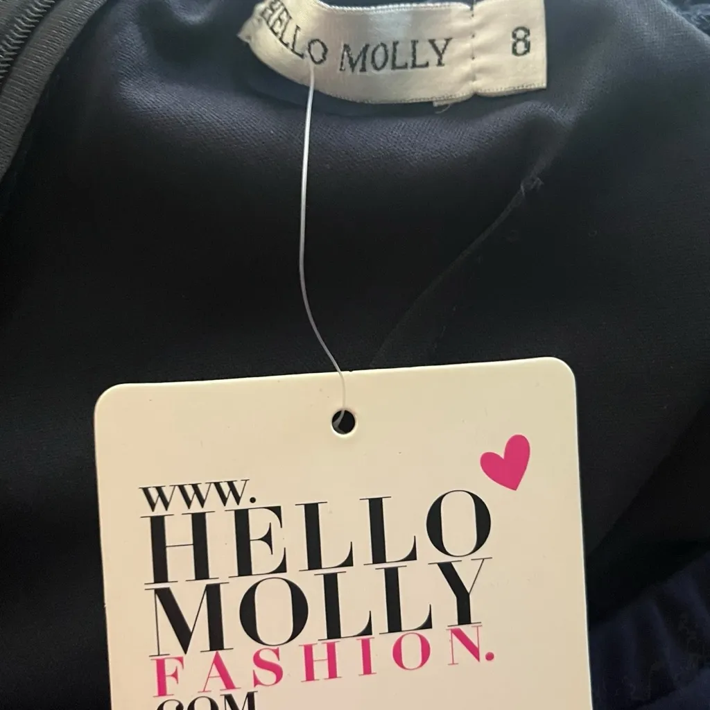 Hello‎ Molly Rosario Off-Shoulder Navy Blue Mini Dress Bodycon Women's Sz 8 - Image 4