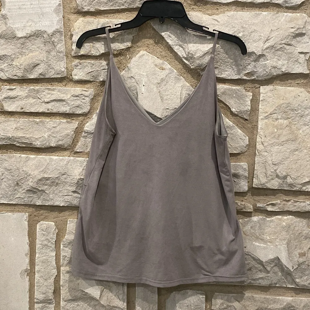 Stella Luce Gray Sleeveless Faux Suede Tank Top L - Image 2