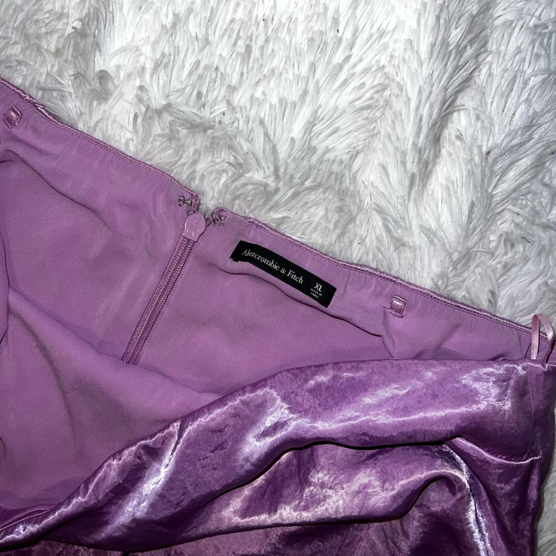 Abercrombie & Fitch Trapeze Satin Maxi Dress Purple Strapless XL Extra Large - Image 4