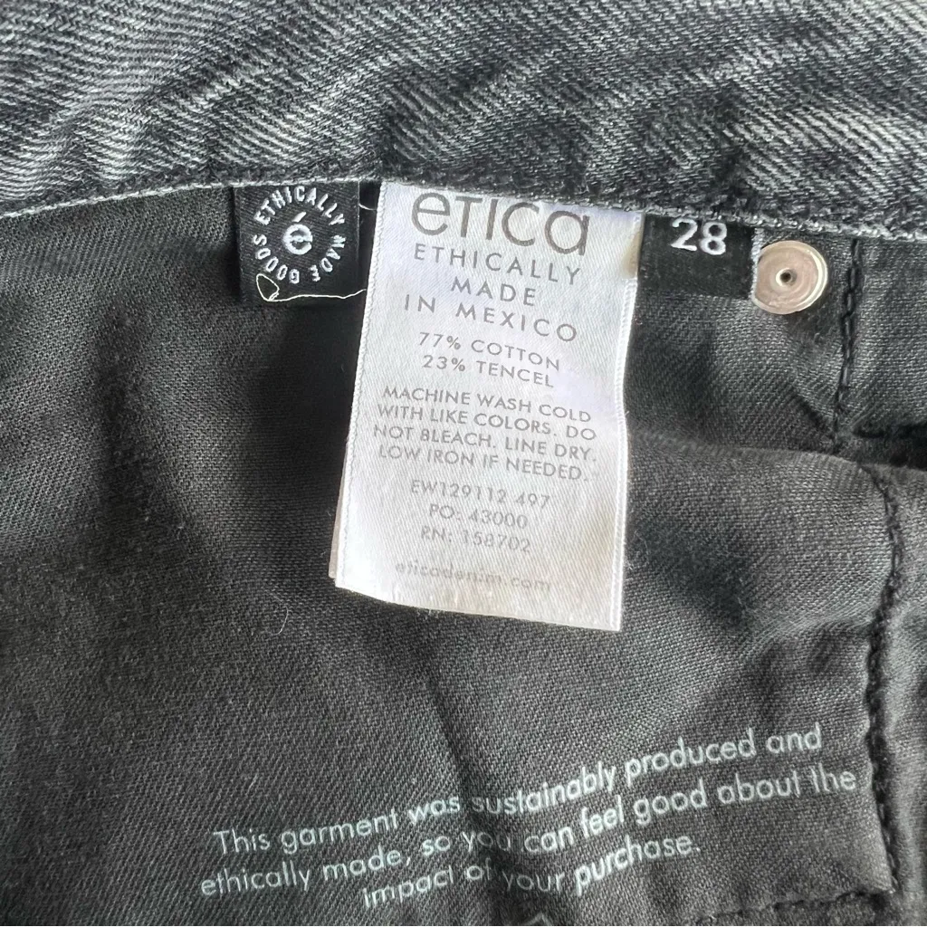 NWT Etica Alex Ripped Ankle Skinny Jeans Smokey Mountain 28 High Rise Button Fly Black - Image 11