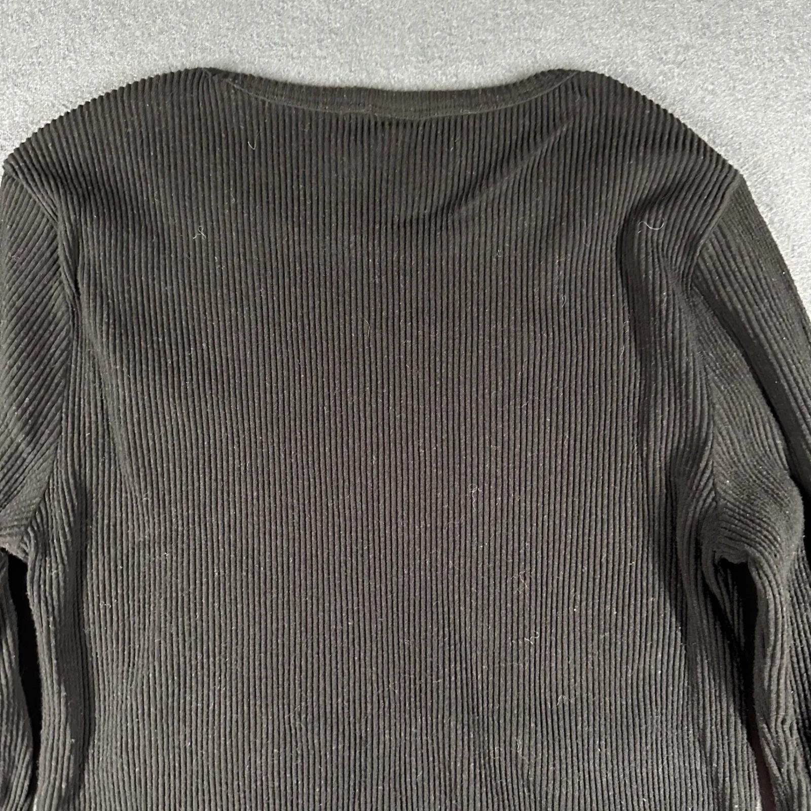 Old Navy Plush Tee Womens Large Long Sleeve Plush Ribbed Tee Black Pullover Y2K - Image 15