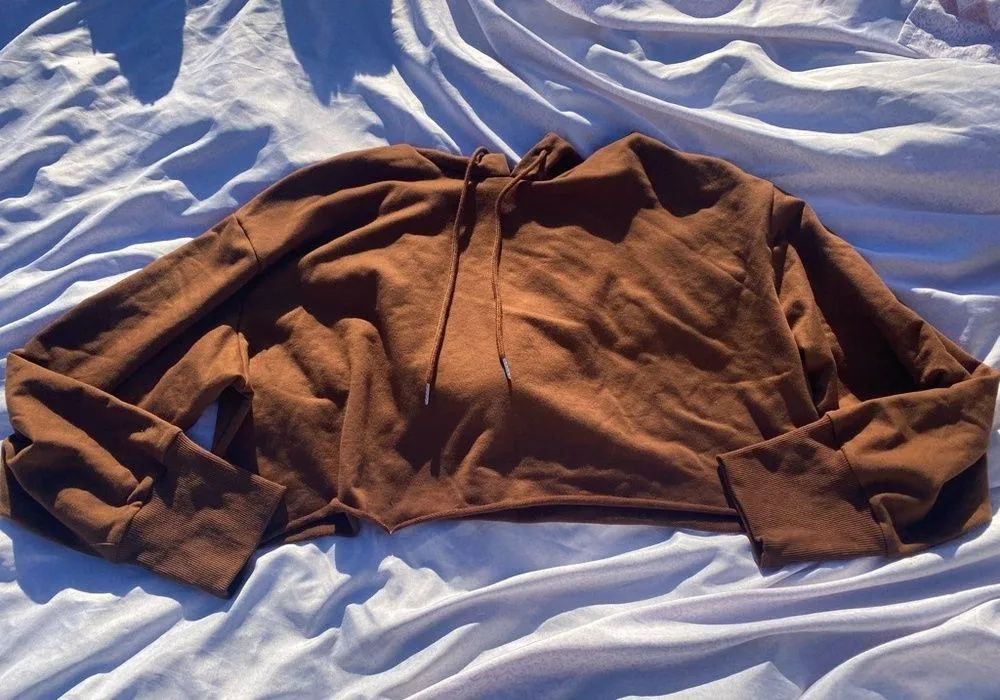 Brown Cropped Hoodie - Image 3