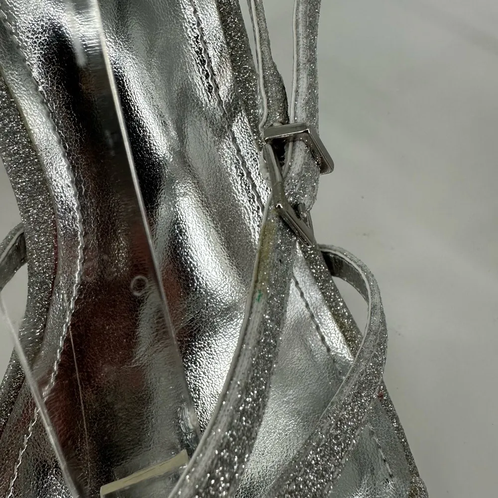 Aster Azores Silver Glitter Strappy Heeled Sandals size 9 Event Evening - Image 12