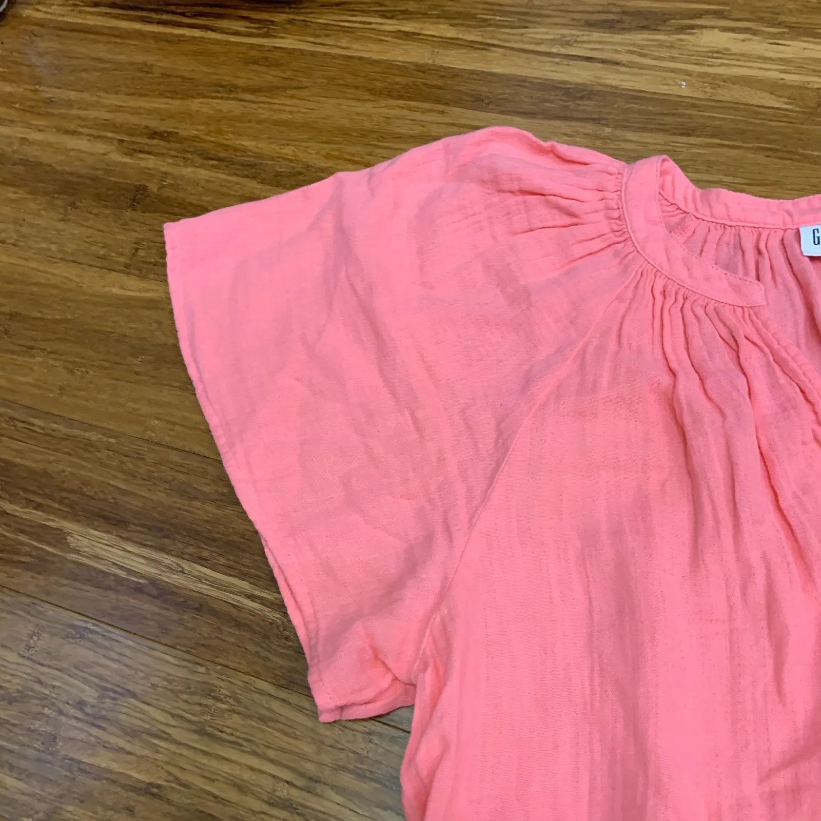 GAP Womens Pink Drawstring Waist Short Sleeve Dress Size Medium Cotton‎ Summer - Image 3