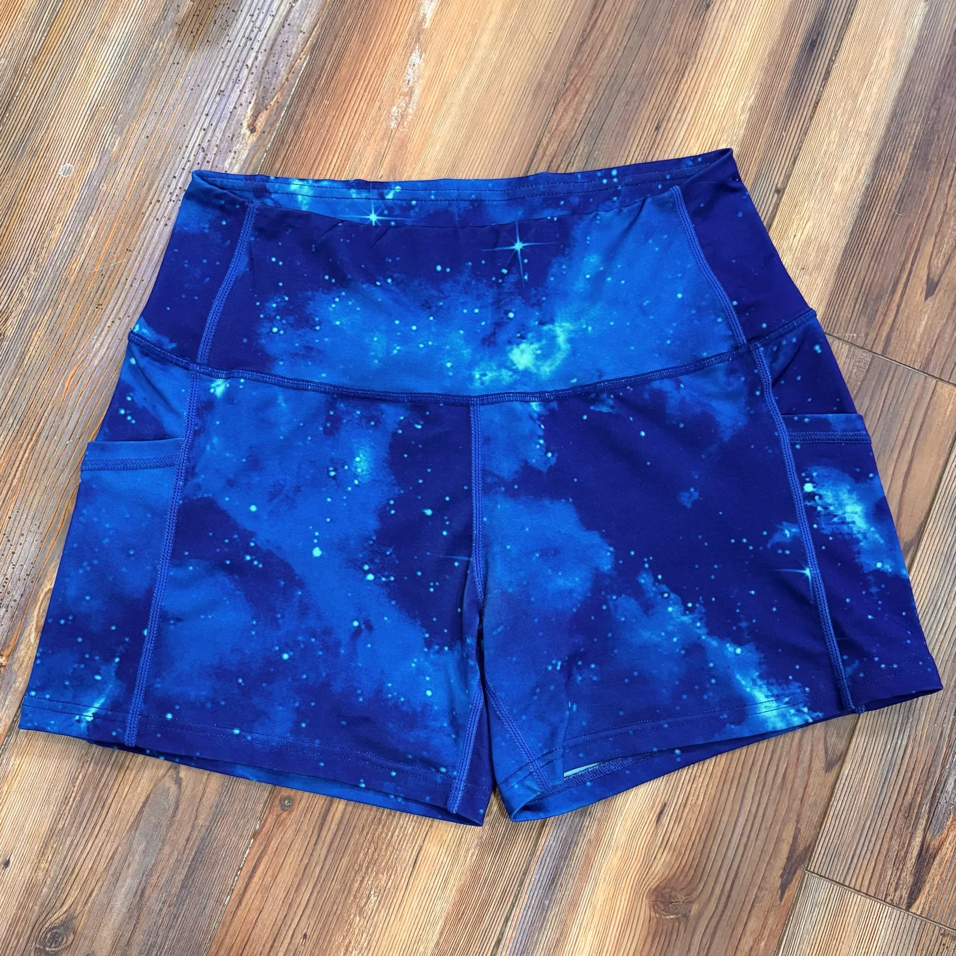 Munvot Space Galaxy Athletic Bike Shorts Blue Size M - Image 3