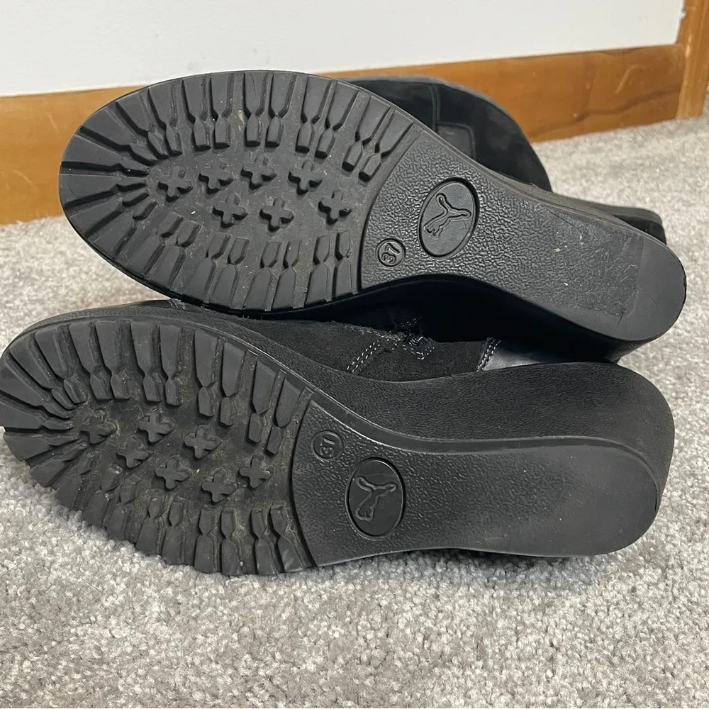 Puma Black Suede Wedge Knee High Boots | Size 6.5  EU 37 | Vintage Sport Goth‎ - Image 12