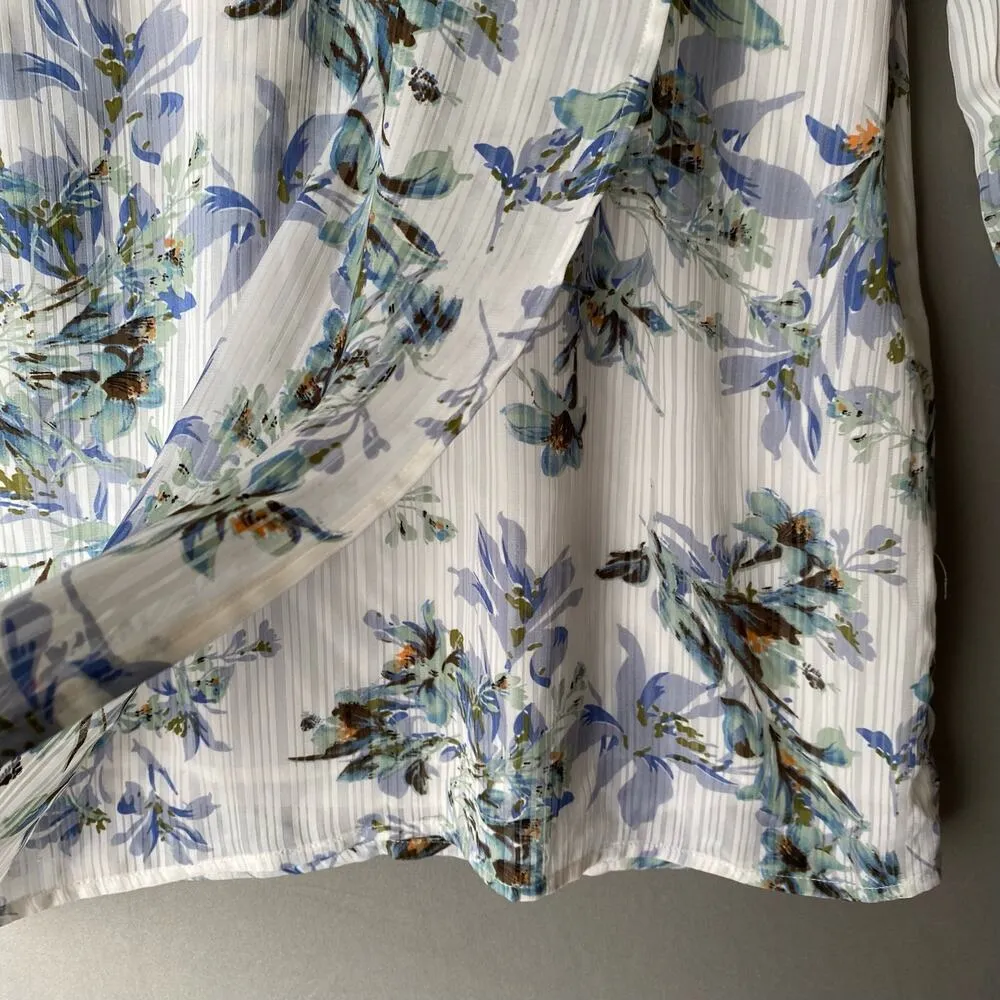 ONTWELFTH sz S spring floral summer blue‎ white faux wrap mini dress Blue - Image 4