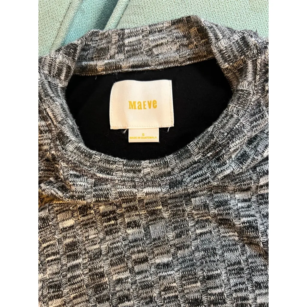 Women's Anthropology Maeve Gray Black Ribbed Sleeveless Dress S - Image 3