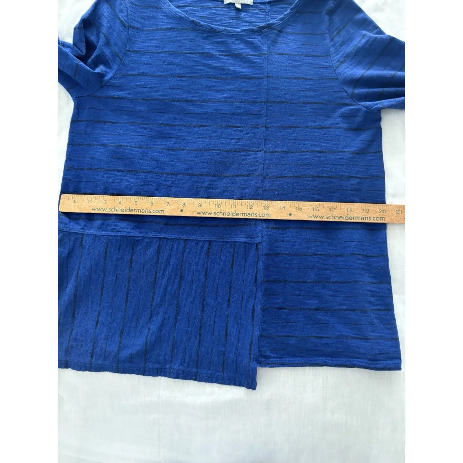 Habitat Clothes to Live In Shirt Womens Medium Blue Stripe Crinkle Lagenlook - Image 11