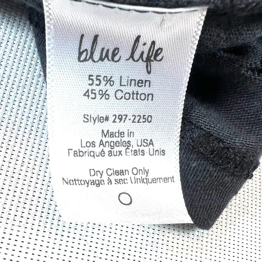 Blue Life Destroyed Linen Tee Fringe Armholes - Image 12