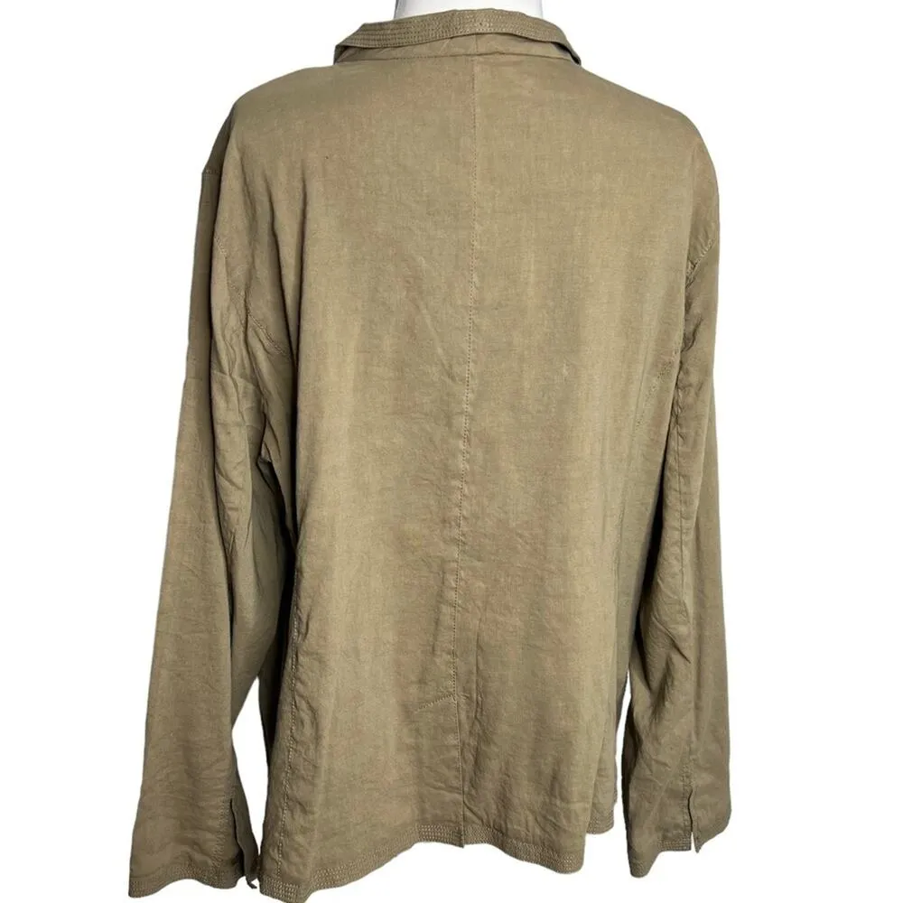 Eileen Fisher linen blend tan open jacket - Image 2