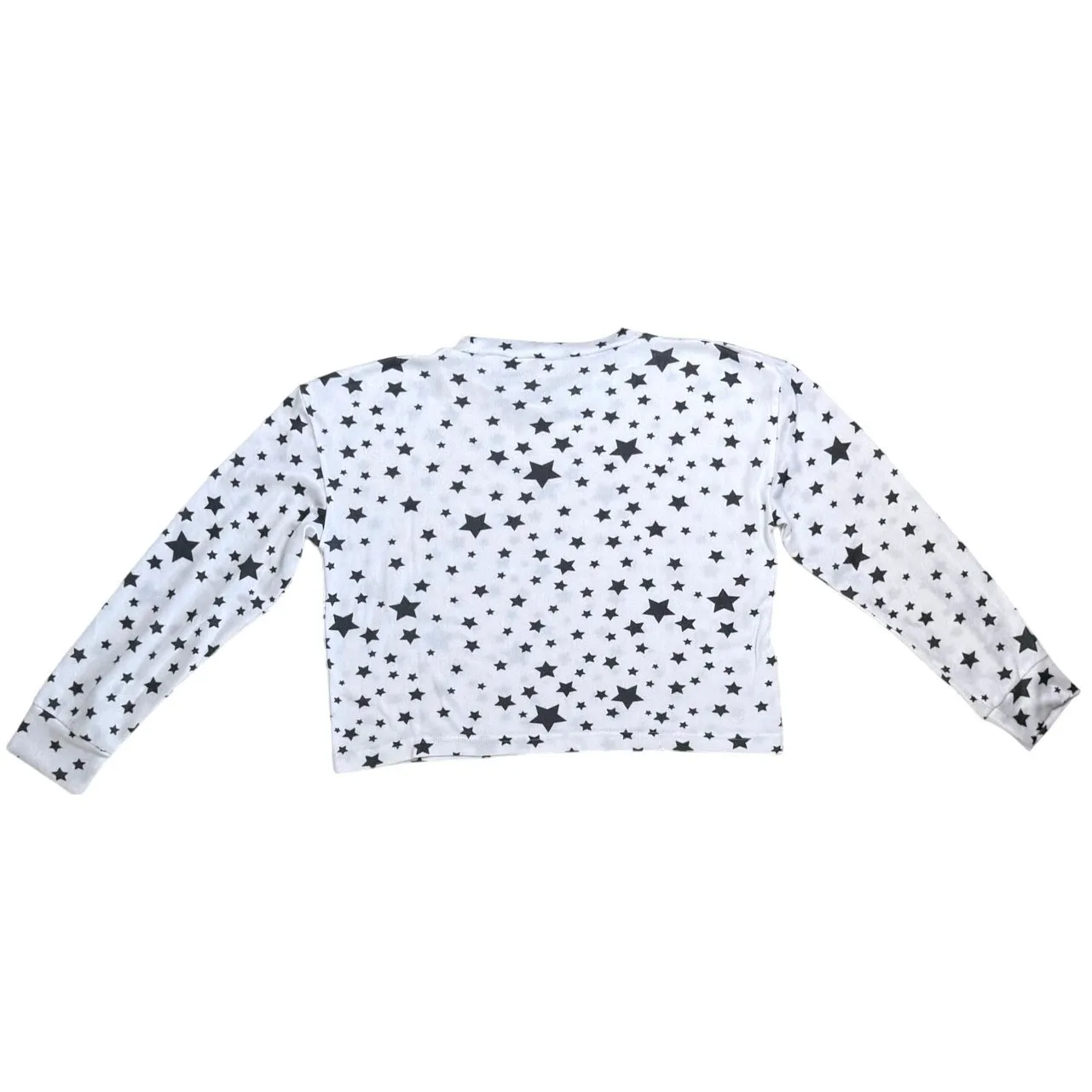 Long Sleeve Crew Neck Top & Shorts Set White & Navy Blue Star Print Size Medium - Image 4