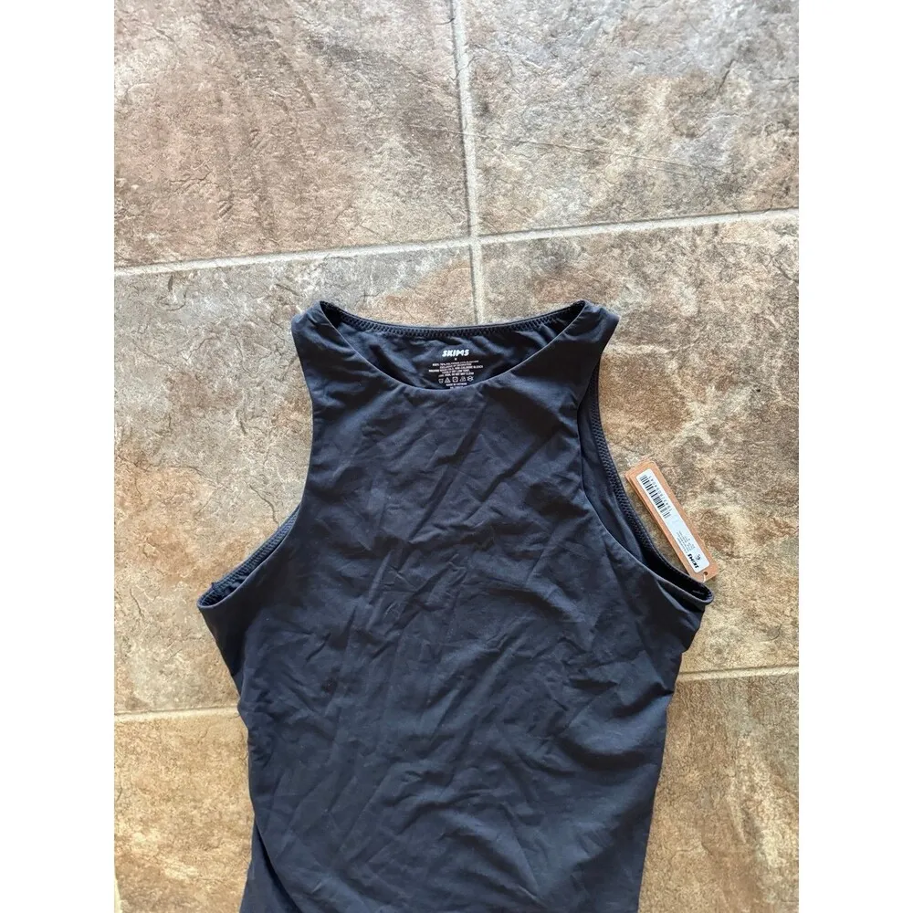 Skims Fits Everybody High Neck Bodysuit Onyx Size Medium - Image 8