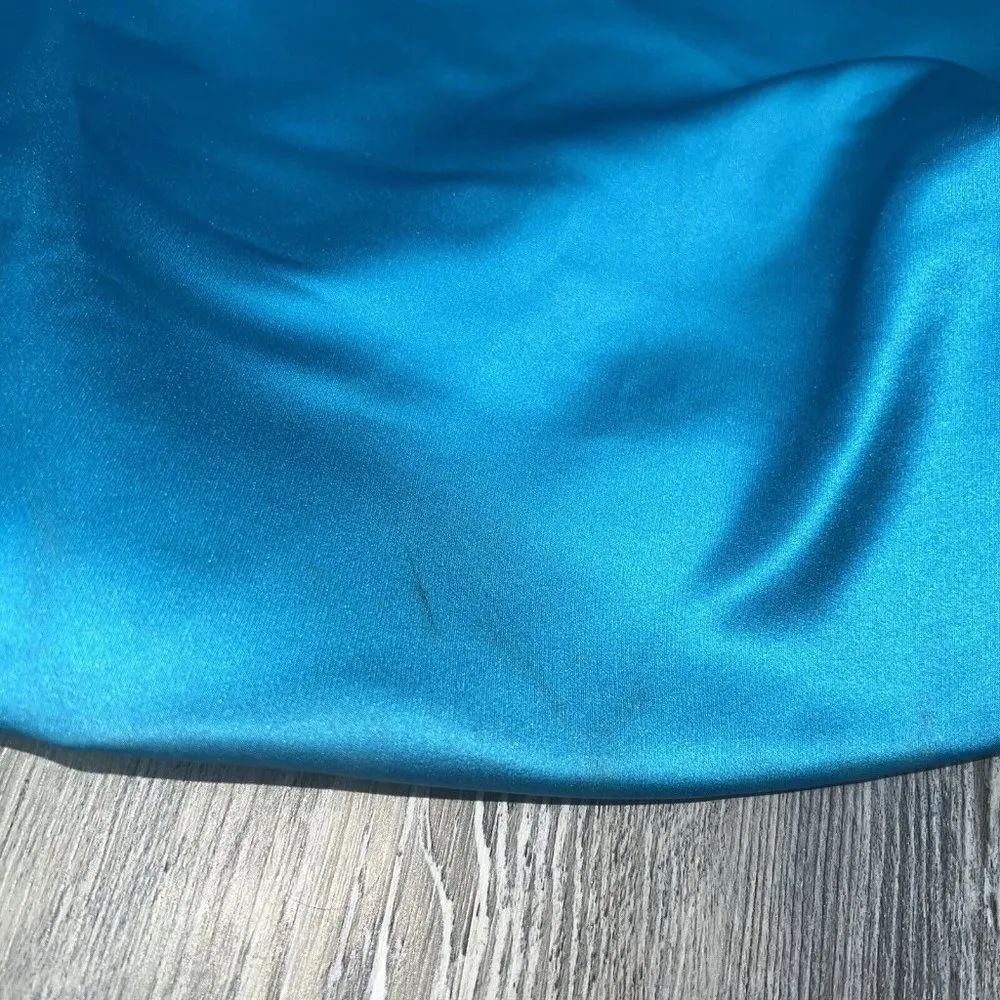 Sherri Hill Prom Dress Size 4 Strapless Gold Beaded Turquoise Blue Mermaid Train - Image 9