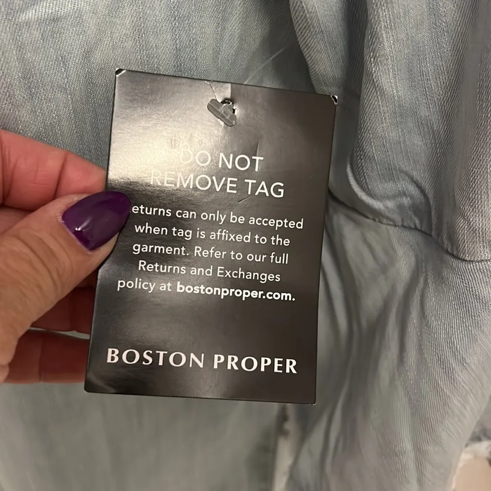 Boston Proper Summer Essentials Off Shoulder Chambray Dress - Image 6