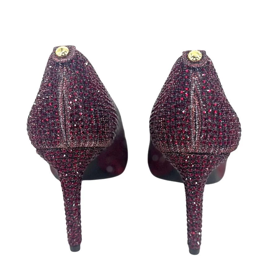 Michael kors Dorthy Red Embellished Ruby Red Pointed Toe Heels Size 9.5 - Image 4