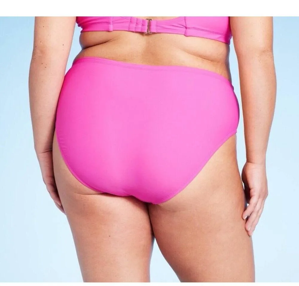 Women's Mid-Rise Full Coverage Bikini Bottom - Wild Fable™ Pink 1X NWT - Image 2