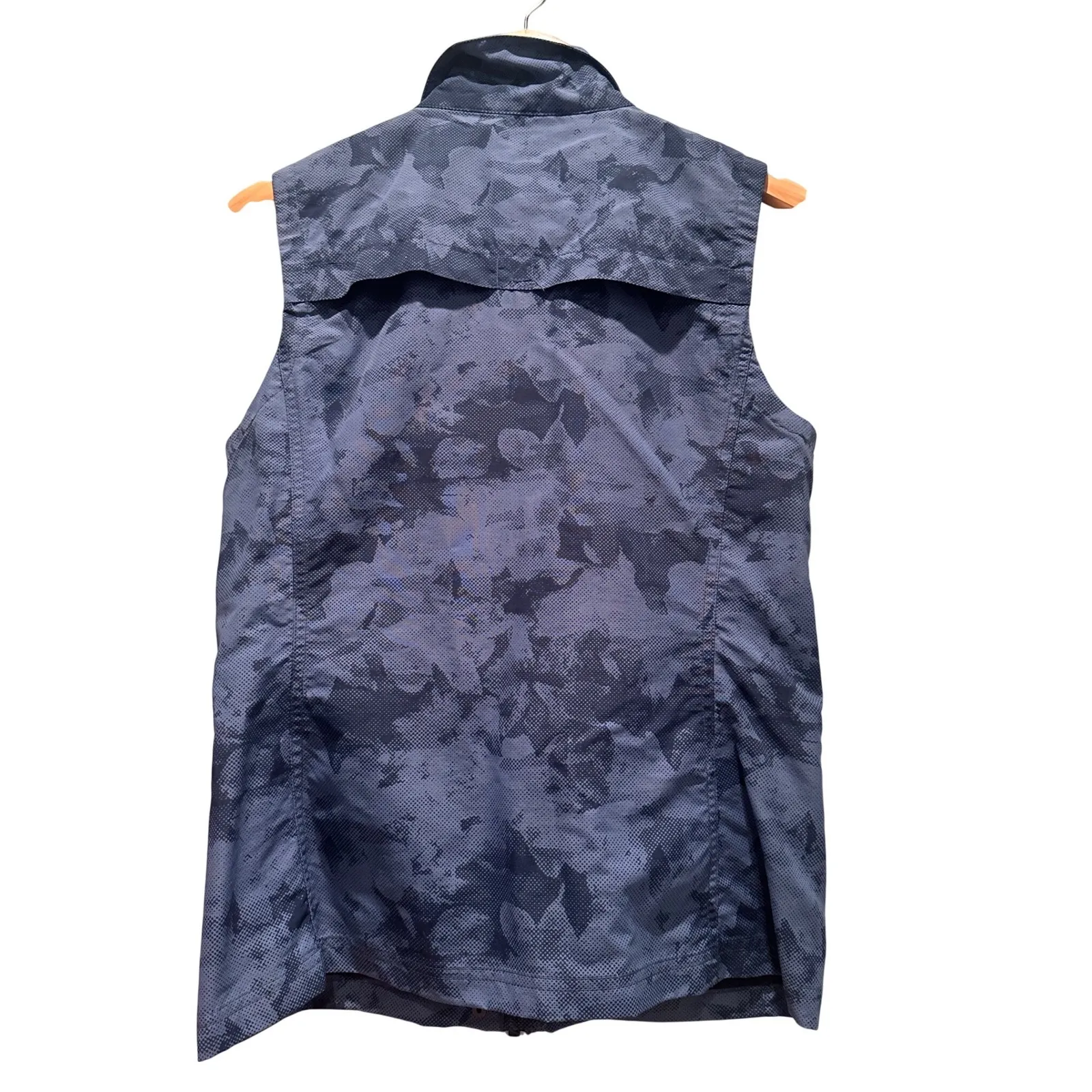 Eddie Bauer Women's Blue Camo Nylon Full Zip Vest XS Outdoor Hiking Active - Image 2