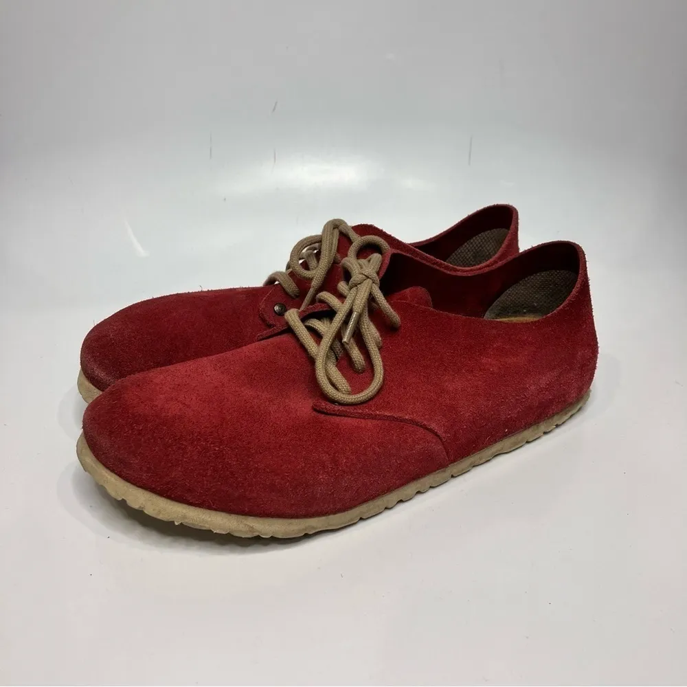 Birkenstock Main lace up Derby‎ shoes red suede unisex sizing - Image 4