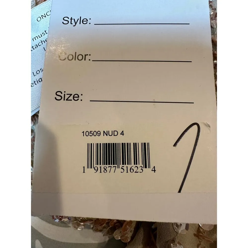 Mac Duggal Sleeveless High Neck Beaded Sheath Dress Nude 4 - Image 14