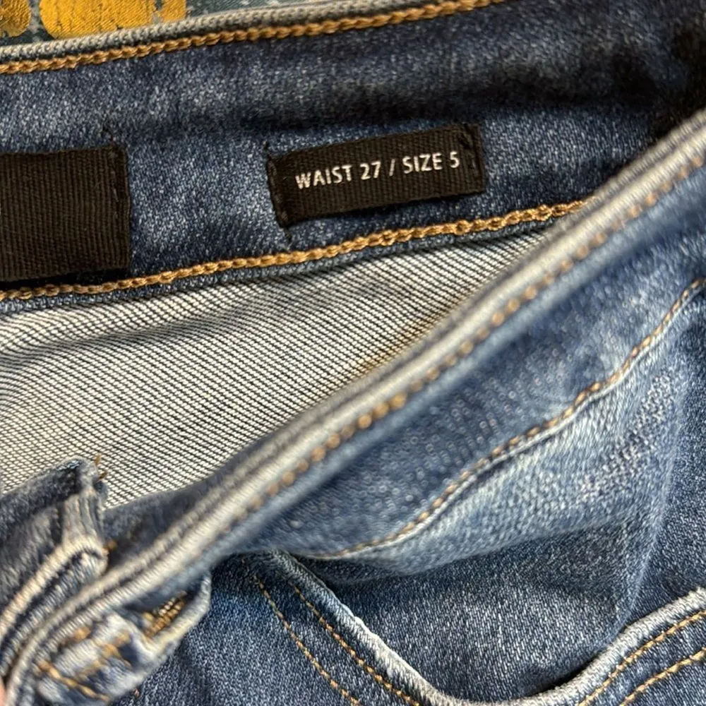 Risen Los Angeles ladies distressed fringe denim jeans size 27 Blue - Image 12