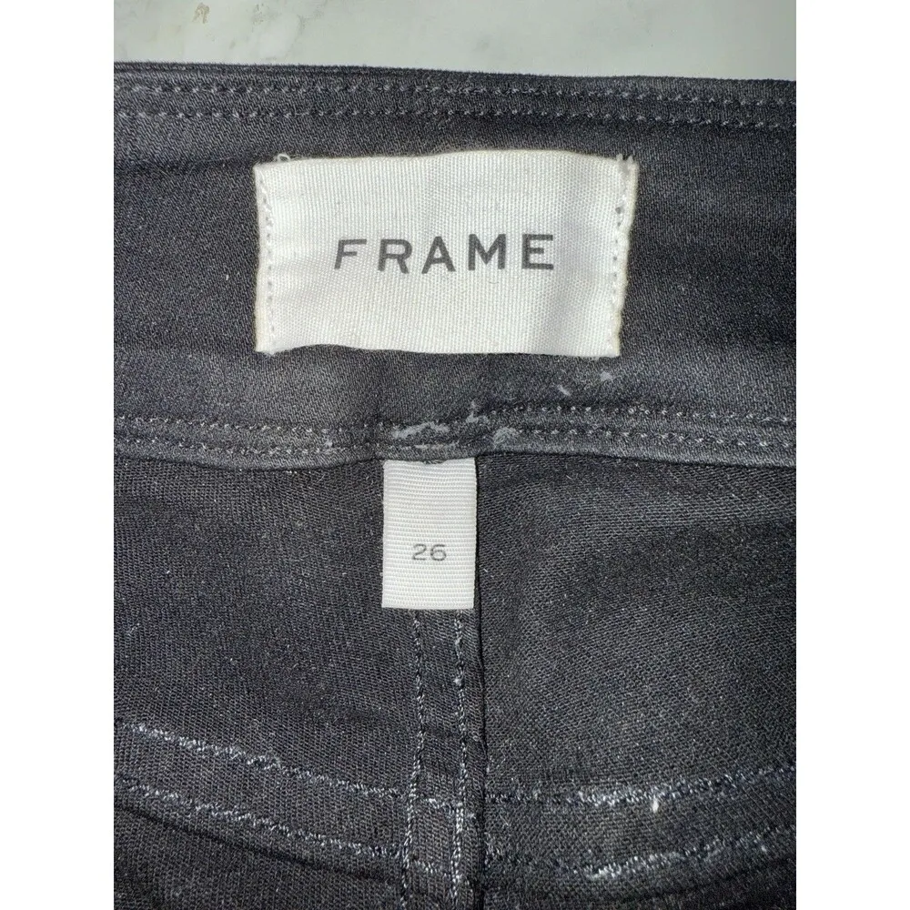 EUC FRAME Le Francoise Skinny Jeans Film Noir Size 26 Side Zipper Button Closure - Image 9