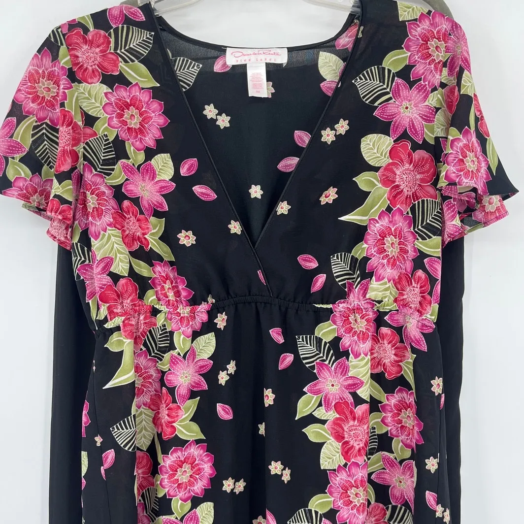 Vtg 90s Oscar De La Renta Pink Label Floral Womens Pajamas Sz M Romantic Cottage - Image 3