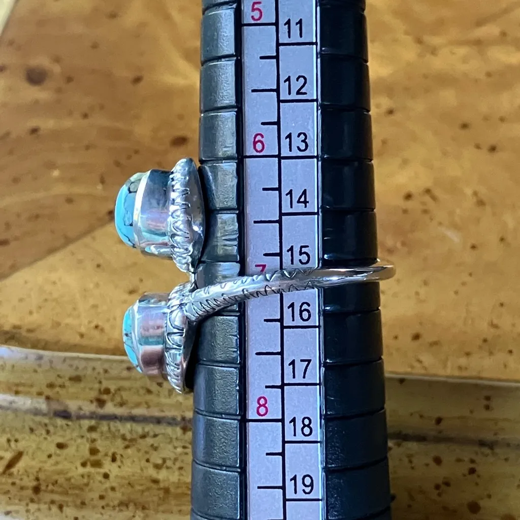 Natural Blue Moon Turquoise Sterling Silver Ring Size 7 - Image 8